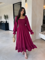 Chic 2026 Long Sleeve Long Dress Women Fashion Vestidos Casual Square Neck Horn Sleeve Big Pendulum Ruffle Edge Long Dress Y2K