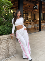 Women’s Y2K Wide Leg Bow Tie Pants – High Waist Casual Baggy Trousers